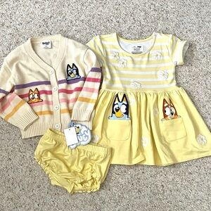 Bluey Toddler Little Sleepies Dress and Sweater Bundle NWT